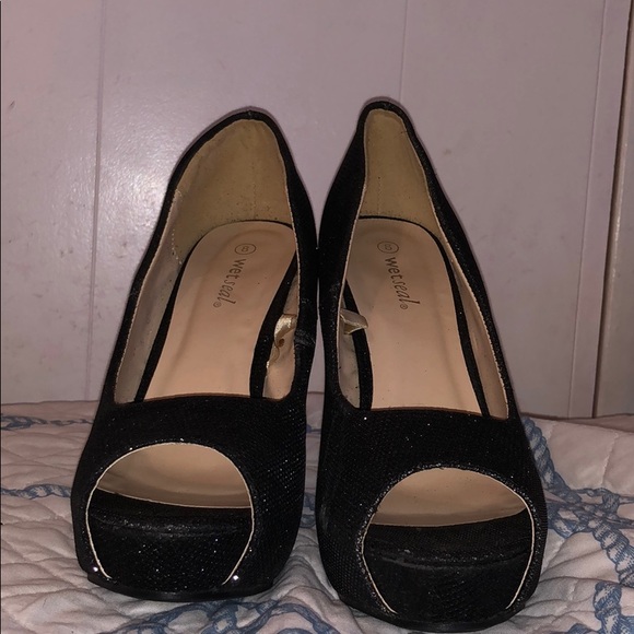 Black Glitter Heels - Picture 2 of 4